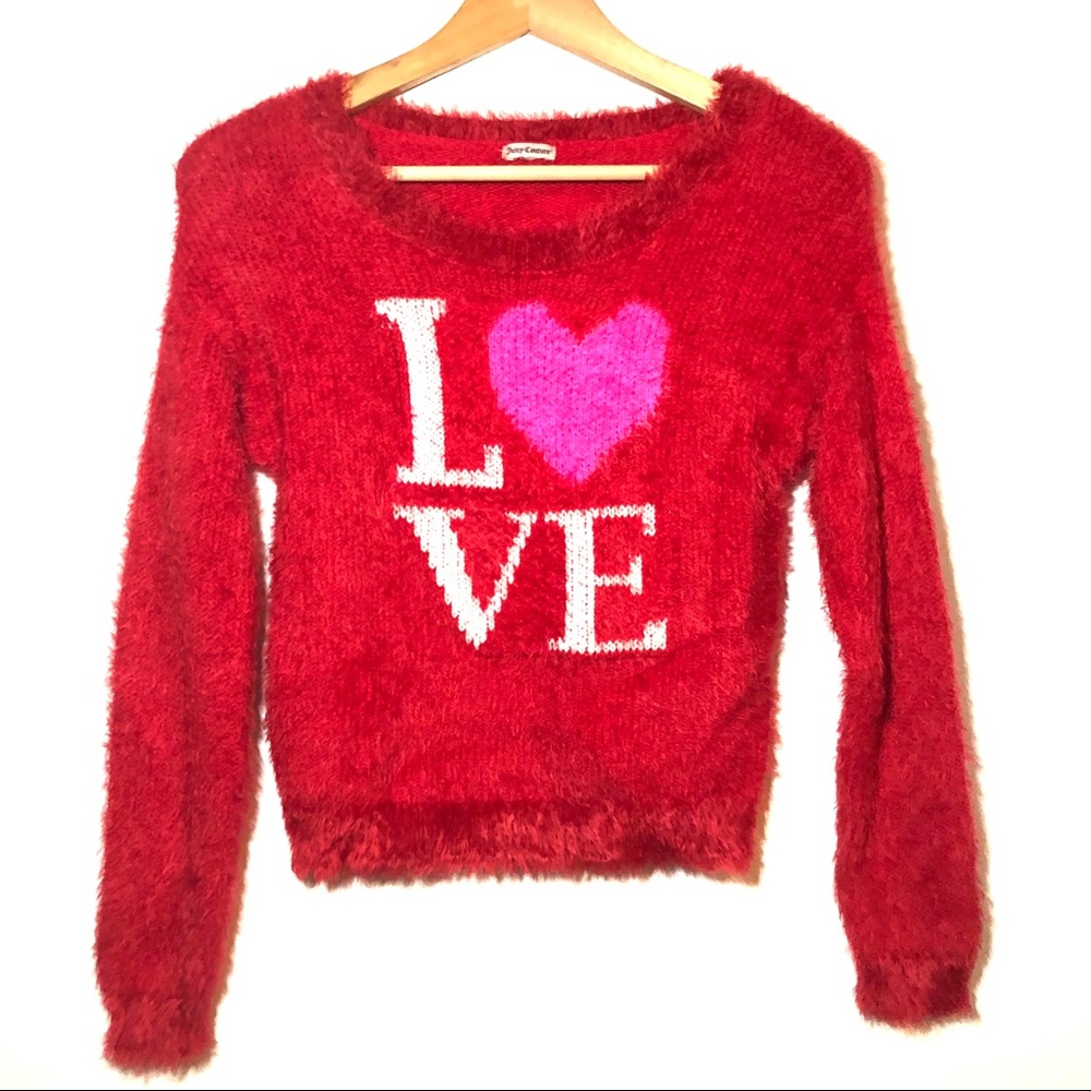 Juicy Couture fluffy heart sexy sweater xs *